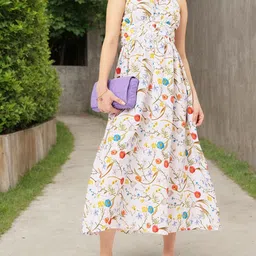 DressBerry Always Adorable Floral Printed Fit & Flare Open Back Midi Dress-9