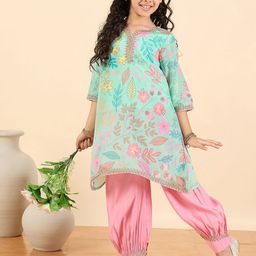 Stylo Bug Girls Printed Regular Kurta with Patiala-picture-38