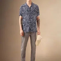 Dennis Lingo Men Smart Cuban Collar Abstract Printed Relaxed Fit Casual Shirt-image-64