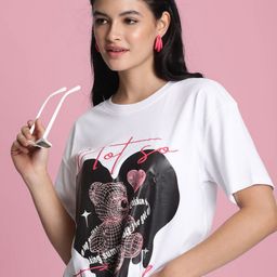 Bene Kleed Women Printed Drop-Shoulder Sleeves T-shirt-image-62