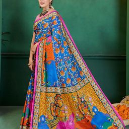 Munir Kalamkari Pure Cotton Block Print Saree-7