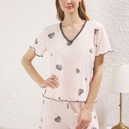 Trendyol Women Printed Pure Cotton Night Suit-picture-35