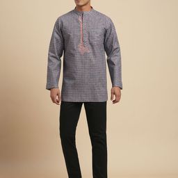ARCHATTIRE Men Geometric Thread Work Kurta-image-36