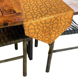 Pink Parrot Orange-Coloured & Yellow Woven Designed Tasseled TableRunner-20