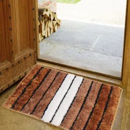 RISH Brown & White Striped Rectangular Doormats-39
