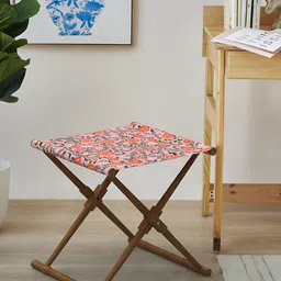 Chumbak Orange-Coloured & Peach Printed Bistro FoldableStool-17