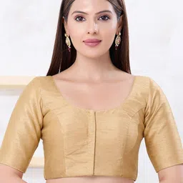 VAMAS - THE DESIGNER BLOUSES Silk Round Neck Padded Saree Blouse-picture-30