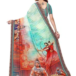KALINI Digital Printed Saree with Matching Blouse Piece image 5