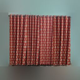 Trance Home Linen Red & White Set of 4 Floral Long Door Curtain-14