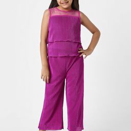 Nauti Nati Girls Pleated Fabric Sleeveless Top & Pants Clothing Set-image-6