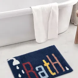 FABINALIV  Navy Blue & White Printed 1600 GSM Microfiber Bath Rugs-image-44