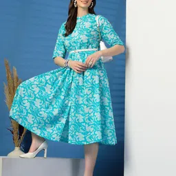 Sangria Women Printed Cotton A-Line Midi Dress-image-38