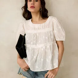 Virgio Women Pure Cotton Round Neck Regular Solid Short Sleeves Top-picture-33