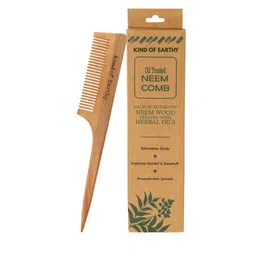 Kind of Earthy Kacchi Neem Comb With Handle- Brown image 3