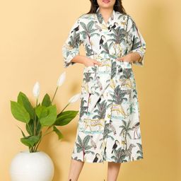 Marika Unisex White Cotton Bath Robe-22