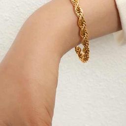 Designs & You Stainless Steel Gold-Plated Wraparound Bracelet-image-83