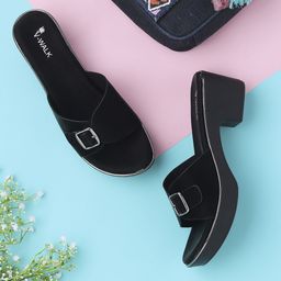 V-WALK Women Buckled Open Toe Block Heel Sandals-1