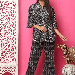 TAG 7 Printed Pure Cotton Top With Trouser Night Suit-image-38