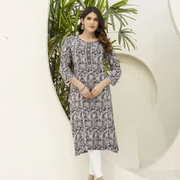 PURSHOTTAM WALA Women Round Neck Printed Asymmetric Kurta-picture-51