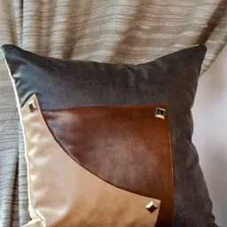 ALCOVE Grey & Brown Abstract Square Cushion Cover-18