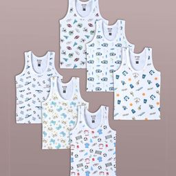 Revvo Junior Boys Pack Of 6 Printed Cotton Basic Vests RJV-102-image-26