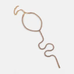 SOHI Gold-Plated The Bijou Multi-Layer Lariat Stone Studded Minimal Necklace image 5