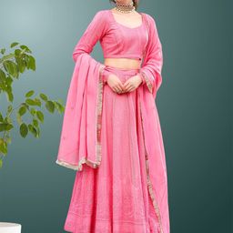 MYROR Embroidered Beads and Stones Ready to Wear Lehenga & Blouse With Dupatta-picture-48