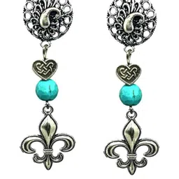 Gurjari Jewellers Peacoke Tops with Fleur-de-lis +Turquoise earring-image-59