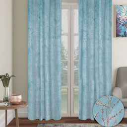 Myntra Elegant Homes Blue & Gold-Toned 2 Pieces Velvet Self Design Door Curtain-14
