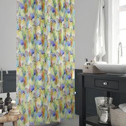 ArtzFolio Yellow & Blue Printed Waterproof Shower Curtain-image-76