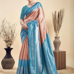 HERE&NOW Ethnic Motif Woven Design Zari Kanjeevaram Saree-picture-47