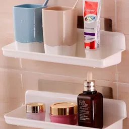 HOKIPO White 2 piece Solid Plastic Bathroom Caddy-image-23