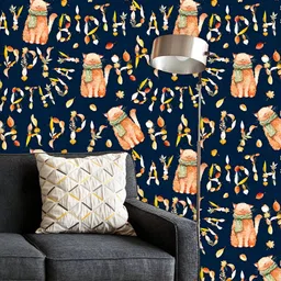 ArtzFolio Printed UV-Resistant Anti-Bacterial Happy Birthday With Ginger Cat Peel & Stick Wallpaper-image-75