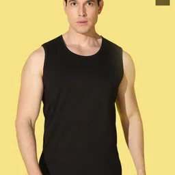 WOOSTRO Pack Of 2 Pack Of 2 Scoop Neck Ultra-Soft Gym Vests VWS26(HARD OLIVE)(PLAIN BLACK)-image-91