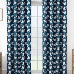 Story@home Navy Blue & White Set of 2 Floral Room Darkening Long Door Curtain-picture-36