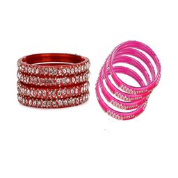 SOMIL Set Of 8 Red Alloy Artificial Stones and Beads Antique Bangles-image-78