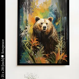 SOWPEACE Green & Yellow 1 Piece Canvas Birds and Animals Wall Photographs-image-2