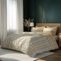 LANE LINEN Brown & Beige Geometric 400 TC King Bedsheet with 4 Pillow Covers-picture-29