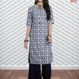 HERE&NOW Selection Of 2 Geometric Printed Round Neck Straight Kurtas-image-81
