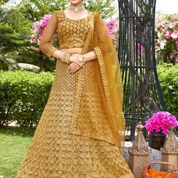 VARNI FABRICS Embroidered Semi-Stitched Lehenga & Unstitched Blouse With Dupatta-picture-13