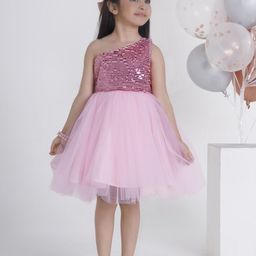 Ministitch One Shoulder Applique Net Fit & Flare Dress-image-91