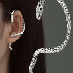 Softwrap Silver-Plated Stainless Steel Snake Shaped Ear Cuff Earrings-33