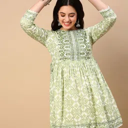 SHOWOFF Ethnic Motifs Printed Thread Work Thread Work Kurti-picture-13