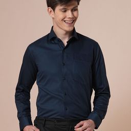 John Philips Men Slim Fit Textured Spread Collar Cotton Formal Shirt-image-34