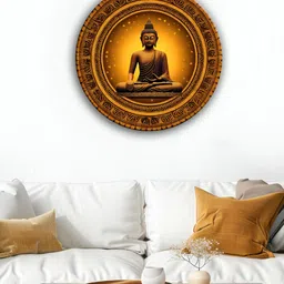 OLIVE TREE Yellow Printed Wooden Wall Hangings-image-5