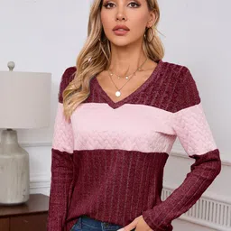 StyleCast x Revolte Women V-Neck Raw Edge T-shirt-image-92