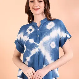 CORSICA Women Tie and Dye Dyed Mandarin Collar Top-35