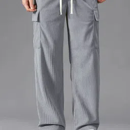 VOGAAN Men Relaxed Loose Fit Cargos Trousers-image-23