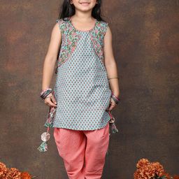 Sangria Girls Printed Pure Cotton Kurti & Dhoti Pants-image-99