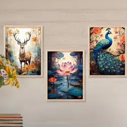 Bird and Animal Wall Art With Frame Home Decor Wall Painting For Living Room Office Bedroom-image-83